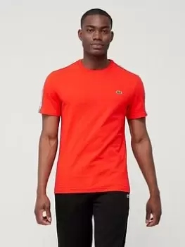 Image of Lacoste Taping Small Logo T-Shirt - Red, Size XL, Men