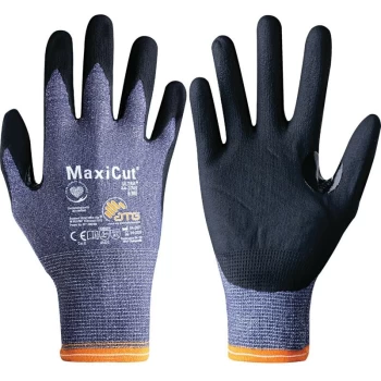 Image of Cut Resistant Gloves, NBR Coated, Blue/Black, Size 9 - ATG