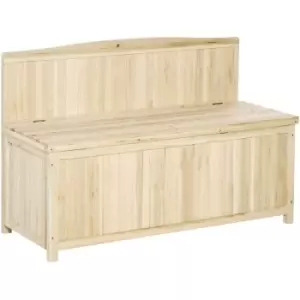 Image of Wood Storage Bench for Patio Furniture, Outdoor Garden Seating Tools - Outsunny