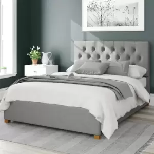Image of Aspire Olivier Linen Kingsize Ottoman Bedframe - Steel