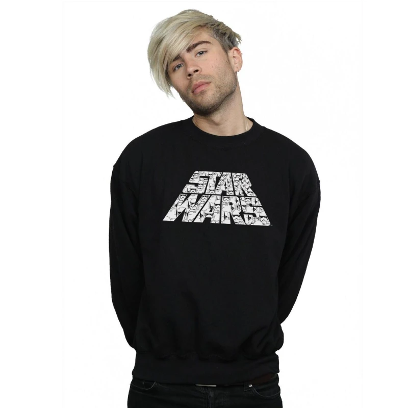 Image of Disney Men Star Wars The Rise Of Skywalker Trooper Filled Logo Sweatshirt in Black Size: Small Black S Male 5059400166071