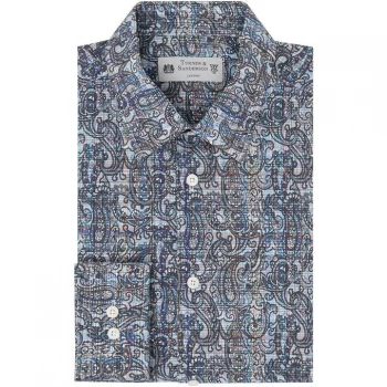 Image of Turner and Sanderson Cairngorms Multicoloured Paisley Printed Shirt - Blue