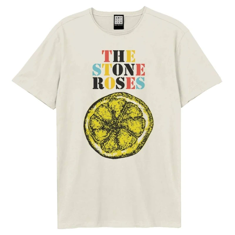 Image of Amplified Mens Stencil & Lemon The Stone Roses T-Shirt in Off-White Size: XS Off-White Male XS