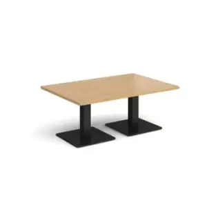 Image of Brescia rectangular coffee table with flat square Black bases 1200mm x 800mm - oak