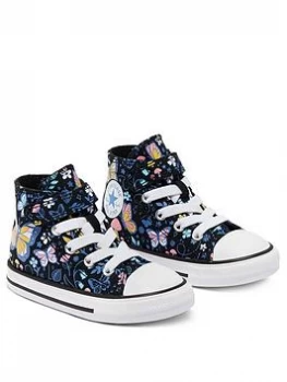 Image of Converse Chuck Taylor All Star 1v Butterfly Forest Hi Infants Trainer - Black/Navy, Black, Size 6