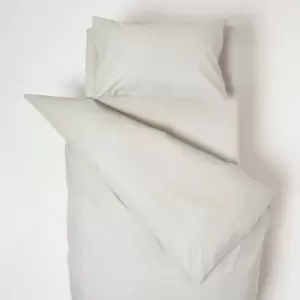 Image of Grey Cotton Cot Bed Duvet Cover Set 200 Thread Count - Grey - Grey - Homescapes