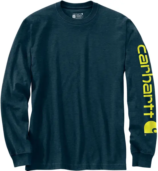 Image of Carhartt Logo Longsleeve, blue-yellow, Size S