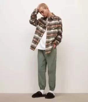 Image of AllSaints Mens Ontake Slim Cropped Trousers, Tarnished Grey, Size: 32