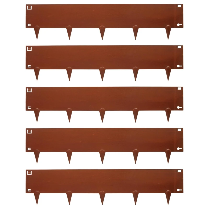 Image of Harbour Housewares 5pc Steel Lawn Edging Set - 5m x 16cm Brown