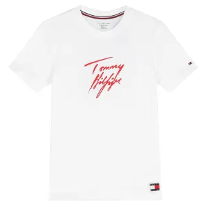 Image of Tommy Hilfiger Boys' Hilfiger Logo T-Shirt - White - 10 Years