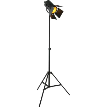 Image of Sienna Lighting - Sienna Square Tripod Floor Lamp Black Matt, Chrome