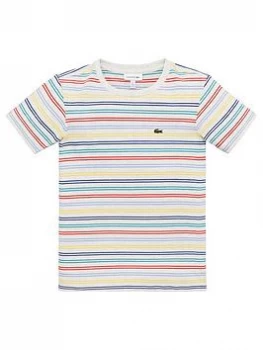Image of Lacoste Boys Short Sleeve Multi Stripe T-Shirt - Grey