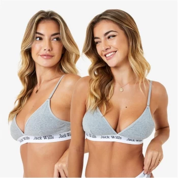 Image of Jack Wills Biddstone Multipack Bralette 2 Pack - Grey Marl