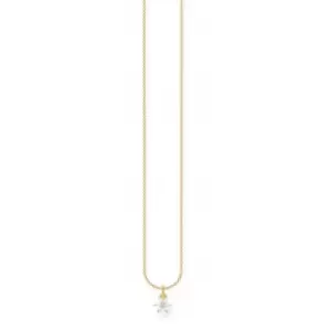 Image of Silver Gold Plated Zirconia White Flower Necklace KE2103-414-14-L45V