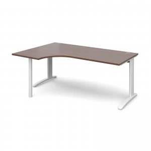 Image of TR10 Left Hand Ergonomic Desk 1800mm - White Frame Walnut Top