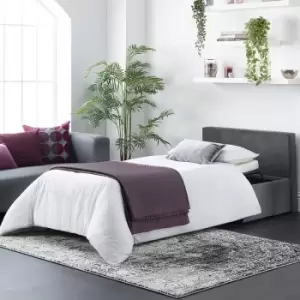 Image of Footstool Sofa Bed - Foldaway Single Guest Bed with Mattress, Plush Velvet - Steel