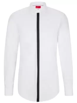 Image of HUGO Contrasting-trim Detail Shirt Open White