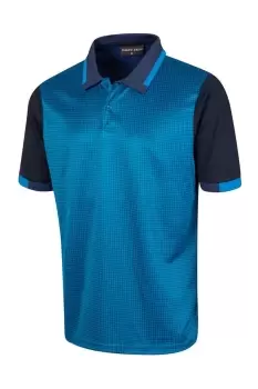 Image of Dog Tooth Check Print Polo Shirt