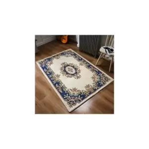 Image of Oriental Weavers - Royal Indian Cream Blue 200cm x 285cm Rectangle - Blue and Ivory