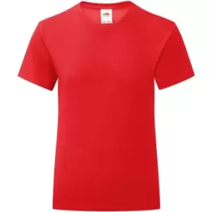 Image of Fruit Of The Loom Girls Iconic T-Shirt (3-4 Years) (Red)