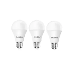 Image of 10W LED Globe Bulb E27 A60, Daylight 6500K (pack of 3)