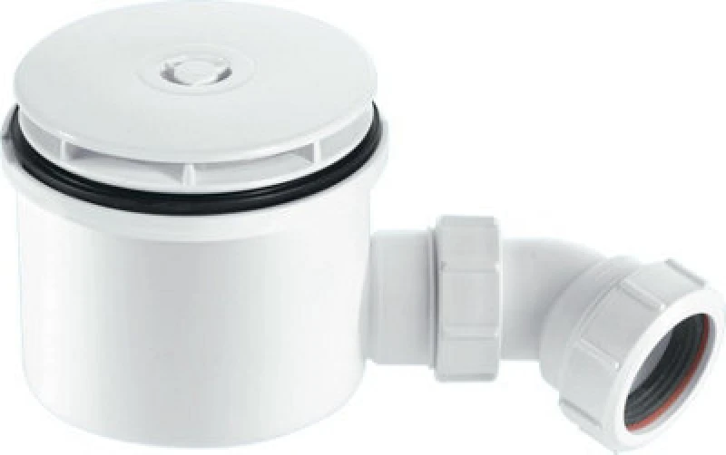 Image of McAlpine ST90WH10-HP2 90mm x 50mm Water Seal Shower Trap with 1.5" Outlet High-Flow High-Performance Trap with removable 110mm Flange White