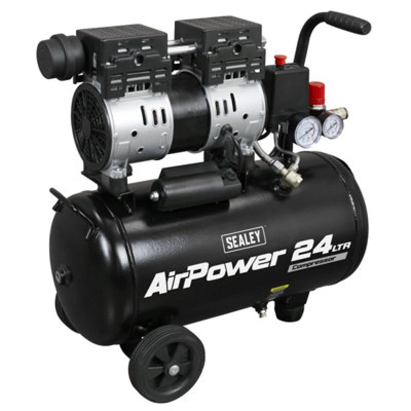 Image of Sealey SAC2400S Low Noise Oil Free Direct Drive Air Compressor 24 Litre SAC2400S Voltage: 240v