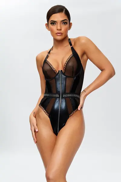 Image of Ann Summers Bridgette Crotchless Teddy Black