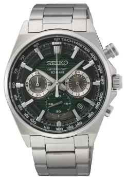 Image of Seiko SSB405P1 Mens Chronograph Black and Green Dial Watch