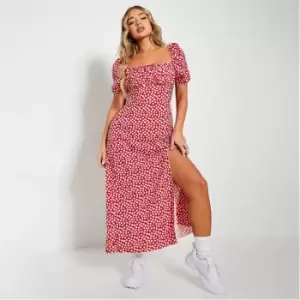 Image of I Saw It First Printed Square Neck Midaxi Dress - Red