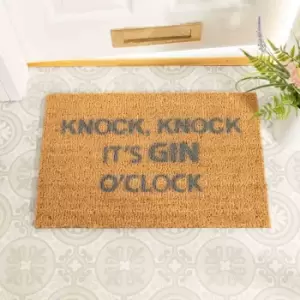Image of Artsy Doormats Knock Knock It's Gin O'clock Grey Doormat