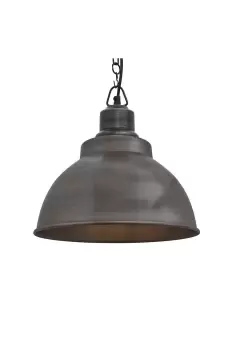 Image of Brooklyn Dome Pendant, 13 Inch, Pewter, Pewter Chain Holder