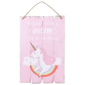 Image of Happier Than a Unicorn Hanging Sign