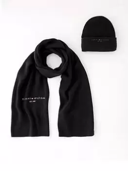 Image of Tommy Hilfiger Th Horizon Scarf & Beanie Gift Set - Black