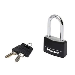 Image of Master Lock 9140EURDBLKLF Body Long Shackle Padlock -Black Aluminium 40mm