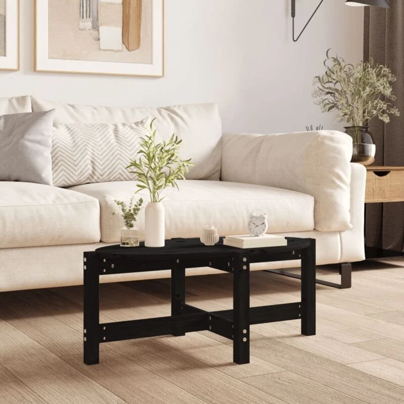 Image of Vidaxl Coffee Table Black 87X48X35cm Solid Wood Pine, Black 822326