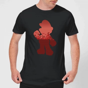 Image of Nintendo Super Mario Silhouette Mens T-Shirt - Black - 5XL