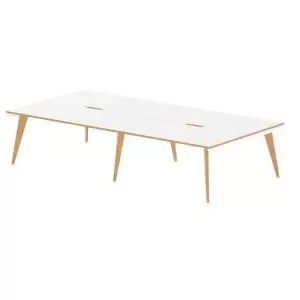 Image of Oslo B2B White Frame Wooden Leg Bench Desk 1600 White With Natural