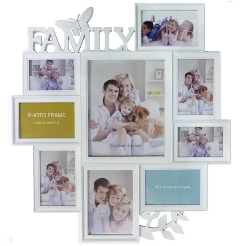 Image of Gr8 Home Large White Butterfly Leaf Wall Hanging Family Photo Frame White Unisex