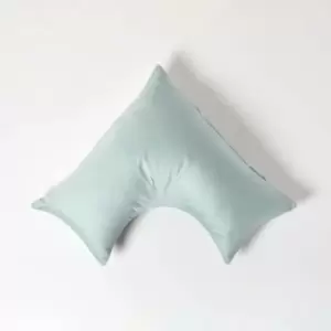 Image of Duck Egg Blue v Shaped Pillowcase Organic Cotton 400 Thread Count - Duck Egg Blue - Duck Egg Blue - Homescapes