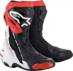 Image of Alpinestars Supertech R Motorcycle Boots, black-white-red, Size 41, black-white-red, Size 41