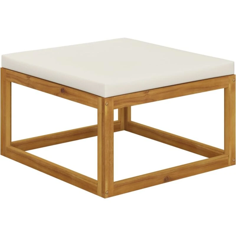 Image of VIDAXL Footrest with Cream White Cushion Solid Wood Acacia vidaXL 8720845737177