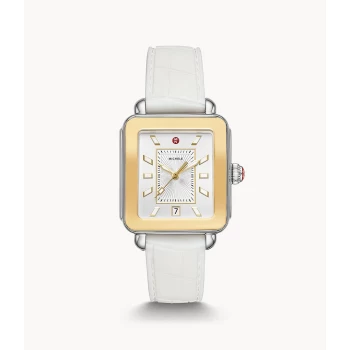 Image of Michele Womens Deco Sport Two-Tone Watch - White
