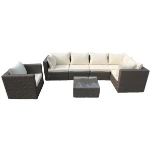 Image of Charles Bentley Rattan Corner Unit Sofa Set - Brown and Cream