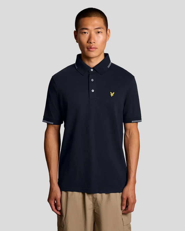 Image of Lyle & Scott Lyle & Scott Fine Tipped Polo Shirt -Navy Navy WV6XS Male 2XL,L,M,S,XL