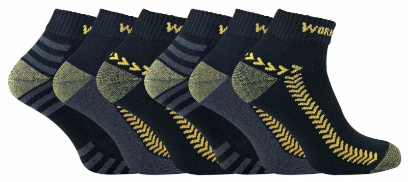 Image of Sock Snob Sock Snob Men 6 Pack Cotton Anti Sweat Low Cut Work Socks for Steel Toe Boots in Black Size: 6-11 Black 6-11 Male 5060597074926