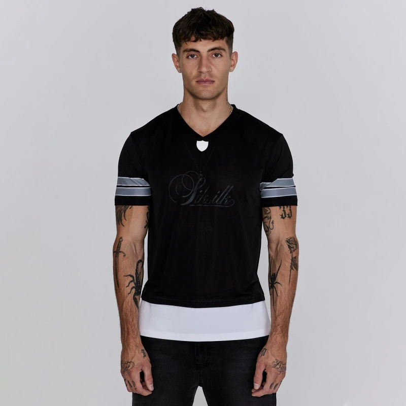Image of SikSilk Mens Slim Fit Sports T-Shirt Black male Small
