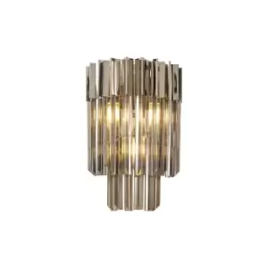 Image of Luminosa Poland Wall Lamp 3 Light E14, Polished Nickel, Smoke Sculpted Glass