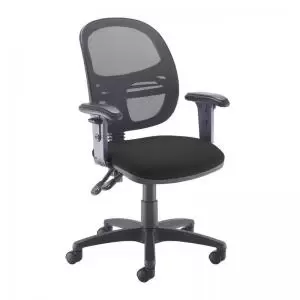 Image of Jota Mesh medium back operators chair with adjustable arms - black