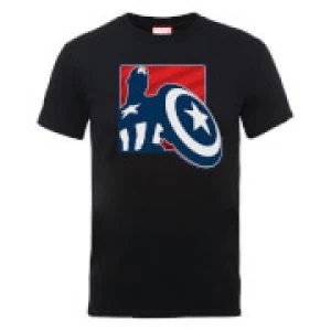 Image of Marvel Avengers Assemble Captain America Outline Badge T-Shirt - Black